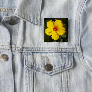 黄色いハイビスカスの花 缶バッジ