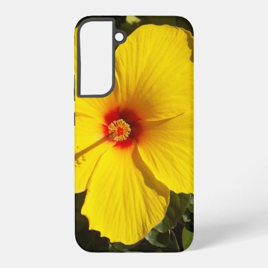 黄色いハイビスカスの花 SAMSUNG GALAXYケース (裏面)
