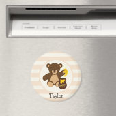 黄色いハチミツがかわいい茶色のテディベア マグネット (インサイチュ (食洗機))