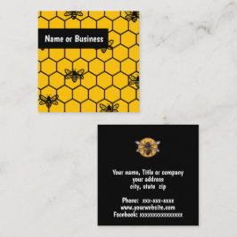 黄色いハニカムに黒いハチ スクエア名刺