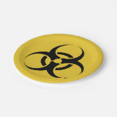 黄色いハロウィンの生物学的災害［有害物質］の記号及び黒7" ペーパープレート (アングル)