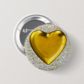 黄色いハートの壁の背景 缶バッジ (正面&裏面)