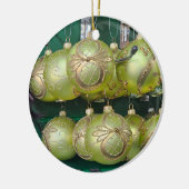 黄色いバウブルアップ閉じたクリスマスツリーオーナメント セラミックオーナメント (左)