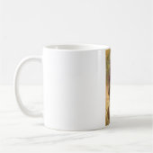 黄色いバターカップの花を持つかわいい少女 コーヒーマグカップ (左)