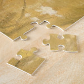 黄色いバターカップの花を持つかわいい少女 ジグソーパズル (側面)