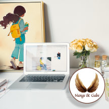 黄色いバックパックと花を持つアニメガール