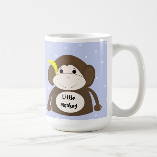 黄色いバナナを持つ小さなサル コーヒーマグカップ (右)