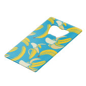 黄色いバナナ、青い背景パターン クレジットカード栓抜き (裏面アングル)