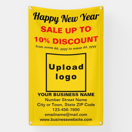 黄色いバナーの新年のセール 横断幕 (縦)