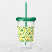 黄色いバラとチューリップの花を持つ花柄 アクリルタンブラー (右)