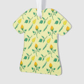 黄色いバラとチューリップの花を持つ花柄 オーナメント (正面)