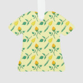 黄色いバラとチューリップの花を持つ花柄 オーナメント (裏面)