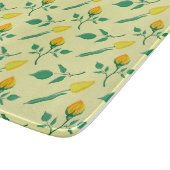 黄色いバラとチューリップの花を持つ花柄 カッティングボード (角)