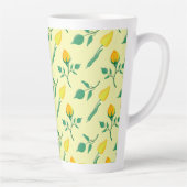 黄色いバラとチューリップの花を持つ花柄 カフェラテマグ (右)