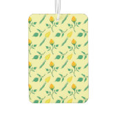 黄色いバラとチューリップの花を持つ花柄 カーエアーフレッシュナー (裏面)