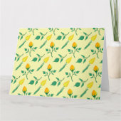 黄色いバラとチューリップの花を持つ花柄 カード (正面)