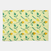 黄色いバラとチューリップの花を持つ花柄 キッチンタオル (横)