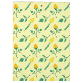 黄色いバラとチューリップの花を持つ花柄 クリップボード (裏面)