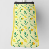 黄色いバラとチューリップの花を持つ花柄 ゴルフヘッドカバー (回転90)