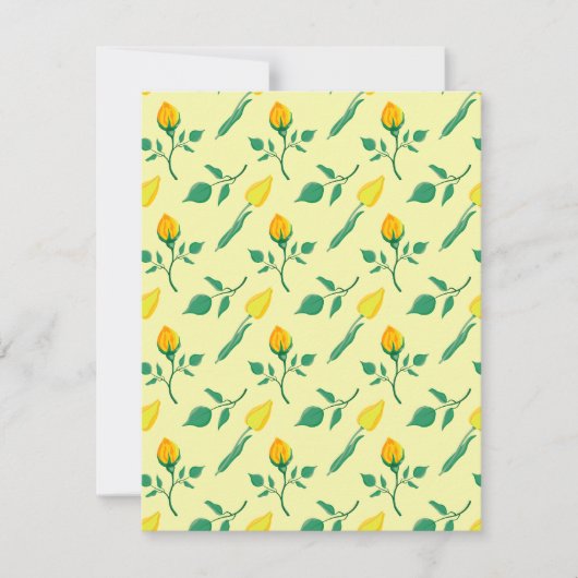 黄色いバラとチューリップの花を持つ花柄 シーズンカード (正面)