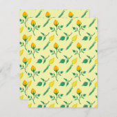 黄色いバラとチューリップの花を持つ花柄 シーズンカード (正面/裏面)