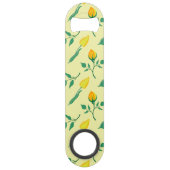 黄色いバラとチューリップの花を持つ花柄 スピード栓抜き (裏面)