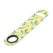 黄色いバラとチューリップの花を持つ花柄 スピード栓抜き (裏面アングル)