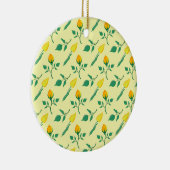 黄色いバラとチューリップの花を持つ花柄 セラミックオーナメント (右)