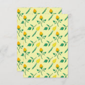 黄色いバラとチューリップの花を持つ花柄 セーブザデート (正面/裏面)