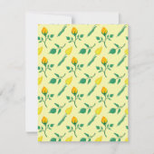 黄色いバラとチューリップの花を持つ花柄 ノートカード (正面)