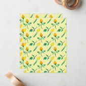 黄色いバラとチューリップの花を持つ花柄 ノートカード (正面/裏面インサイチュ)