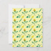 黄色いバラとチューリップの花を持つ花柄 ノートカード (裏面)