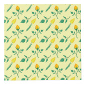 黄色いバラとチューリップの花を持つ花柄 フォトキューブ (正面)