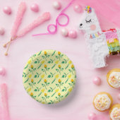 黄色いバラとチューリップの花を持つ花柄 ペーパーボウル (パーティー)