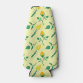 黄色いバラとチューリップの花を持つ花柄 ボトルクーラー (正面)