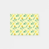 黄色いバラとチューリップの花を持つ花柄 ポストイット (正面)