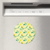 黄色いバラとチューリップの花を持つ花柄 マグネット (インサイチュ (食洗機))
