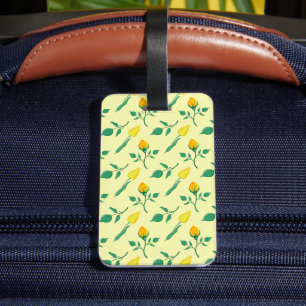 黄色いバラとチューリップの花を持つ花柄 ラゲッジタグ