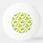 黄色いバラとチューリップの花を持つ花柄 卓球ボール (裏面)