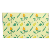 黄色いバラとチューリップの花を持つ花柄 枕カバー (裏面-右)