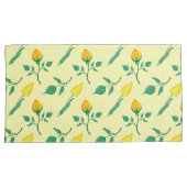 黄色いバラとチューリップの花を持つ花柄 枕カバー (正面右)