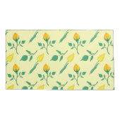 黄色いバラとチューリップの花を持つ花柄 枕カバー (裏面-左)