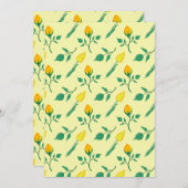 黄色いバラとチューリップの花を持つ花柄 案内状 (正面/裏面)