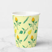 黄色いバラとチューリップの花を持つ花柄 紙コップ (左)