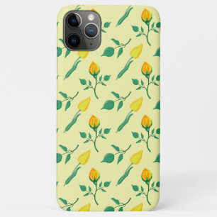黄色いバラとチューリップの花を持つ花柄 iPhone 11 PRO MAXケース