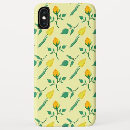 黄色いバラとチューリップの花を持つ花柄 Case-Mate iPhoneケース (裏面)
