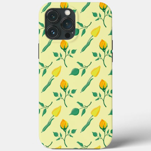黄色いバラとチューリップの花を持つ花柄 Case-Mate iPhoneケース (裏面)