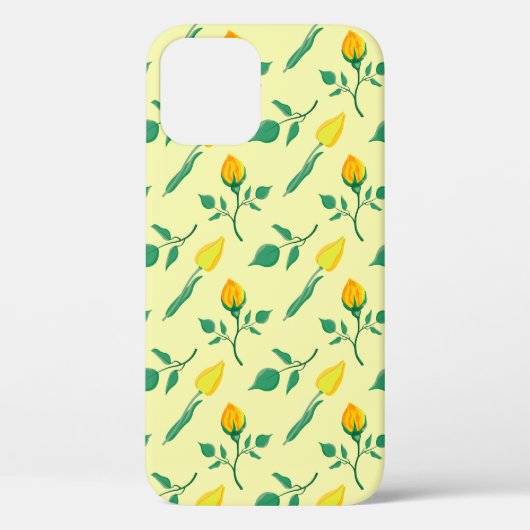 黄色いバラとチューリップの花を持つ花柄 Case-Mate iPhoneケース (裏面)