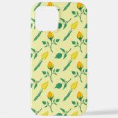 黄色いバラとチューリップの花を持つ花柄 iPhoneケース (裏面)