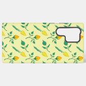 黄色いバラとチューリップの花を持つ花柄 SAMSUNG GALAXYケース (裏面横)